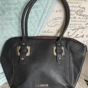 Black Textured Handbag